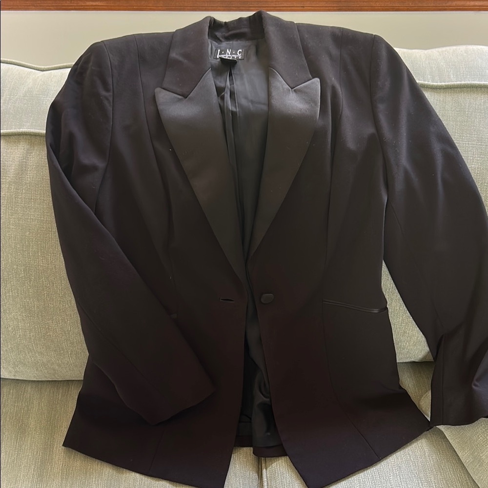INC International Concepts Black Blazer Tailored Suit Jacket